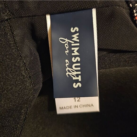 SWIMSUITS FOR ALL Flyaway Tankini Top Geometric Adjustable - Size 12 - Picture 9 of 10